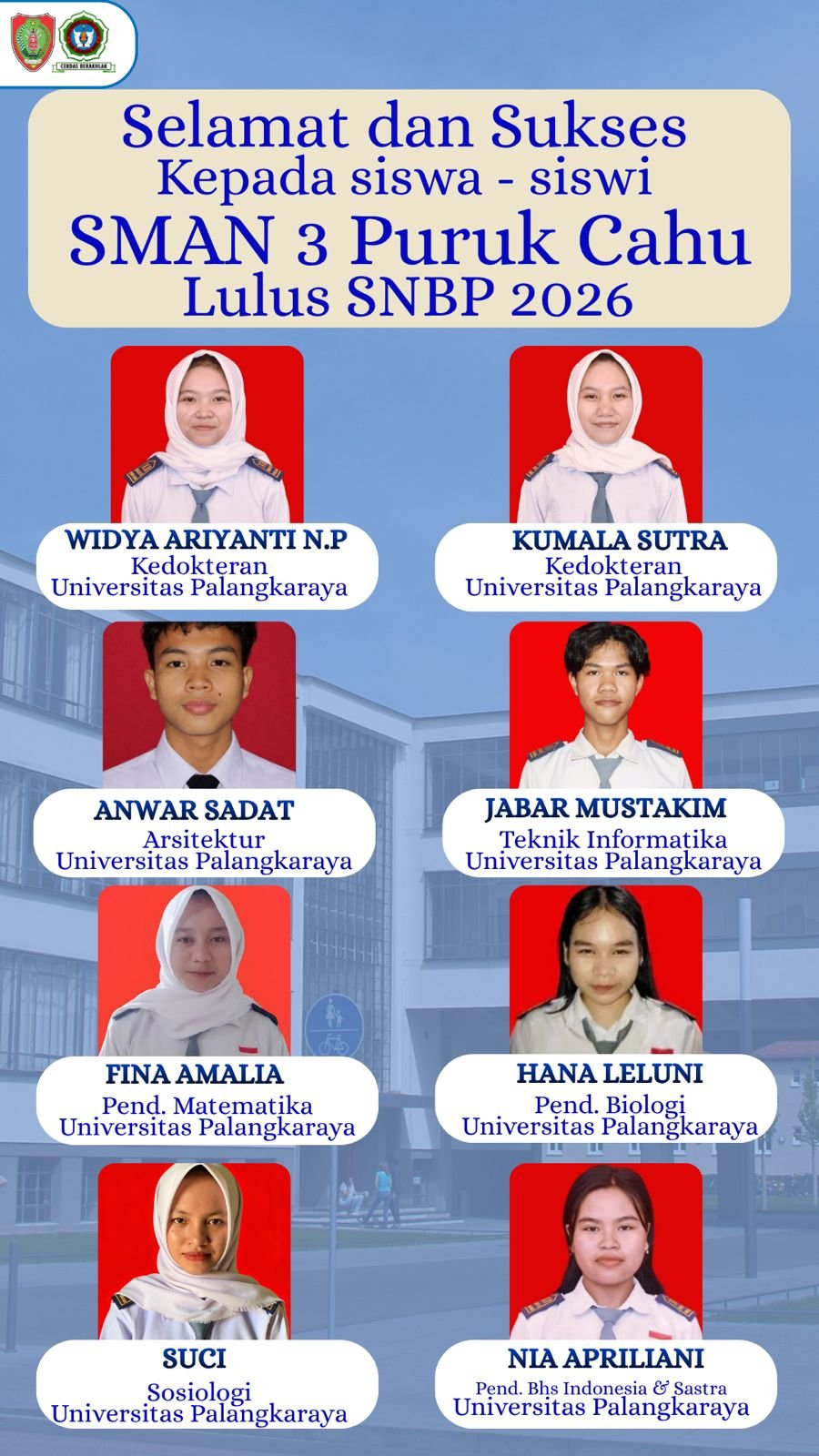 Selamat dan sukses Kepada siswa-siswi SMAN 3 PURUK CAHU Lulus SNBP 2026